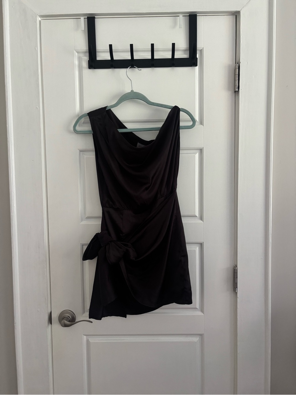 Black One-Shoulder Mini Dress with Side Bow